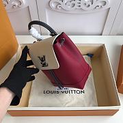 LV Grainy Calfskin Lockme Mini Backpack Rose Red M54573  - 4