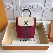 LV Grainy Calfskin Lockme Mini Backpack Rose Red M54573  - 1