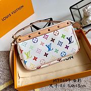 LV Monogram Multicolor Pochette Bag Stud White Canvas M92648  - 1