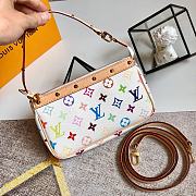 LV Monogram Multicolor Pochette Bag Stud White Canvas M92648  - 6