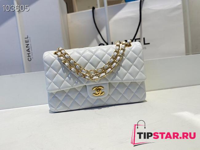 Chanel Medium Classic Double Flap Bag Lambskin Golden White A01112 - 1