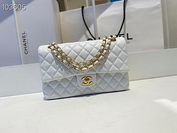 Chanel Medium Classic Double Flap Bag Lambskin Golden White A01112