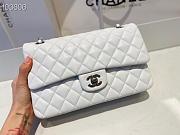 Chanel Medium Classic Double Flap Bag White Lambskin Silver Metal A01113  - 6