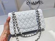 Chanel Medium Classic Double Flap Bag White Lambskin Silver Metal A01113  - 4