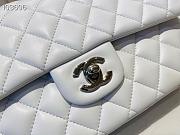 Chanel Medium Classic Double Flap Bag White Lambskin Silver Metal A01113  - 2