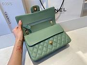 Chanel Medium Classic Double Flap Bag Green Lambskin Golden Metal A01113 - 5