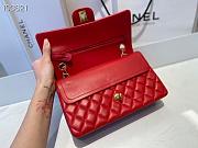 Chanel Medium Classic Double Flap Bag Red Lambskin Golden Metal A01113 - 6