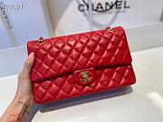 Chanel Medium Classic Double Flap Bag Red Lambskin Golden Metal A01113 - 4