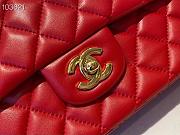 Chanel Medium Classic Double Flap Bag Red Lambskin Golden Metal A01113 - 3