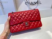 Chanel Meidum Classic Double Flap Bag Red Lambskin Silver Metal A01113  - 3