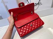 Chanel Meidum Classic Double Flap Bag Red Lambskin Silver Metal A01113  - 2