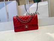Chanel Meidum Classic Double Flap Bag Red Lambskin Silver Metal A01113  - 1