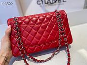 Chanel Meidum Classic Double Flap Bag Red Lambskin Silver Metal A01113  - 5