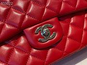 Chanel Meidum Classic Double Flap Bag Red Lambskin Silver Metal A01113  - 6
