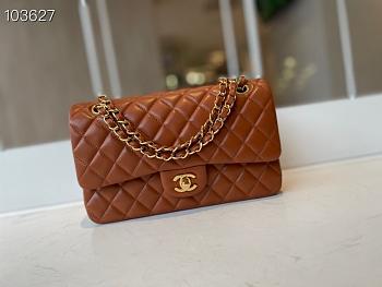 Chanel Medium Classic Double Flap Bag Brown Lambskin Golden Metal A01113 