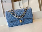 Chanel Medium Classic Double Flap Bag Blue Lambskin Golden Metal A01113  - 1