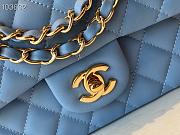 Chanel Medium Classic Double Flap Bag Blue Lambskin Golden Metal A01113  - 5