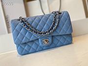 Chanel Meidum Classic Double Flap Bag Blue Lambskin Silver Metal A01113  - 1