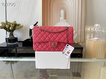 Chanel Classic Handbag Grained Calfskin & Metal-Tone Dark Pink A58600 25cm