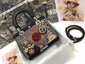 Dior Lady Medium Embroidered Sun Tarot Beaded Canvas Handbag