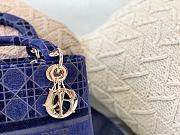 Dior Medium Lady D-Lite Bag Velvet Embroidery Detail Color Blue - 2