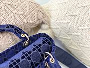 Dior Medium Lady D-Lite Bag Velvet Embroidery Detail Color Blue - 3