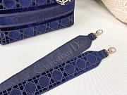 Dior Medium Lady D-Lite Bag Velvet Embroidery Detail Color Blue - 5