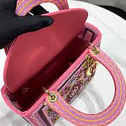 Dior Medium Lady Bag Fuchsia Printed Calfskin  - 3