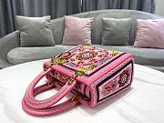 Dior Medium Lady Bag Fuchsia Printed Calfskin  - 4