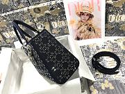 Dior Original Women Bag Lady Satin Silk Diamond Sequins Five Grid Black  - 6