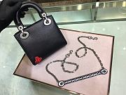 Lady Dior Embroidered Black Smooth Calfskin Soft Pocket M0598  - 3