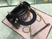 Lady Dior Three-Pattern Embroidered Black Flowers M0505 - 4