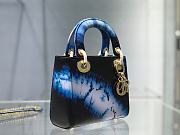 Lady Dior Small Bag Blue Calfskin Tie & Dior Pattern 17cm - 4
