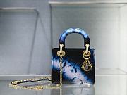 Lady Dior Small Bag Blue Calfskin Tie & Dior Pattern 17cm - 1