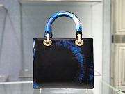 Lady Dior Small Bag Blue Calfskin Tie & Dior Pattern 24cm - 3