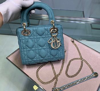 Lady Dior Three Grid Velvet Diamond Buckle Rattan Check Handbag M0505 