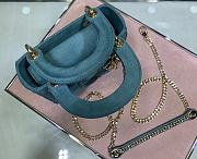 Lady Dior Three Grid Velvet Diamond Buckle Rattan Check Handbag M0505  - 3