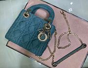 Lady Dior Three Grid Velvet Diamond Buckle Rattan Check Handbag M0505  - 4