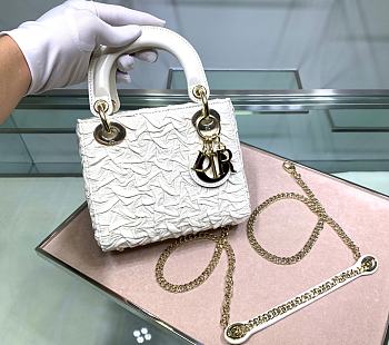Lady Dior Three-Pattern Wavy Crackle Bag Embodies White
