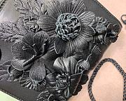 Lady Dior Three-Pattern Embroidered Embossed Flower Rose Des Vents Black M0564 - 6