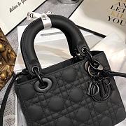 Lady Dior Black Rattan Pattern Matte Calfskin Flap Size 20 x 16.5 x 8cm - 4