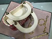 Lady Dior Embroidered Chinese Red Smooth Calfskin  - 3