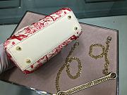 Lady Dior Embroidered Chinese Red Smooth Calfskin  - 4