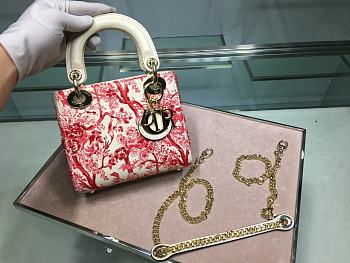 Lady Dior Embroidered Chinese Red Smooth Calfskin 