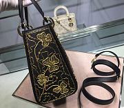 Lady Dior Five-Pattern Embroidered Clover Smooth Calfskin Black 24cm M0550 - 3