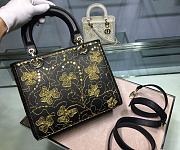 Lady Dior Five-Pattern Embroidered Clover Smooth Calfskin Black 24cm M0550 - 5