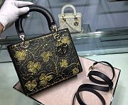 Lady Dior Five-Pattern Embroidered Clover Smooth Calfskin Black 24cm M0550 - 1