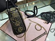Lady Dior Five-Pattern Embroidered Clover Smooth Calfskin Black 17cm M0550  - 5