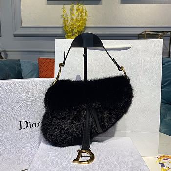 Dior Saddle Bag Black Mink Fur M0447  