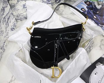 Dior Medium Saddle Bag In Black Patent Leather M900109 